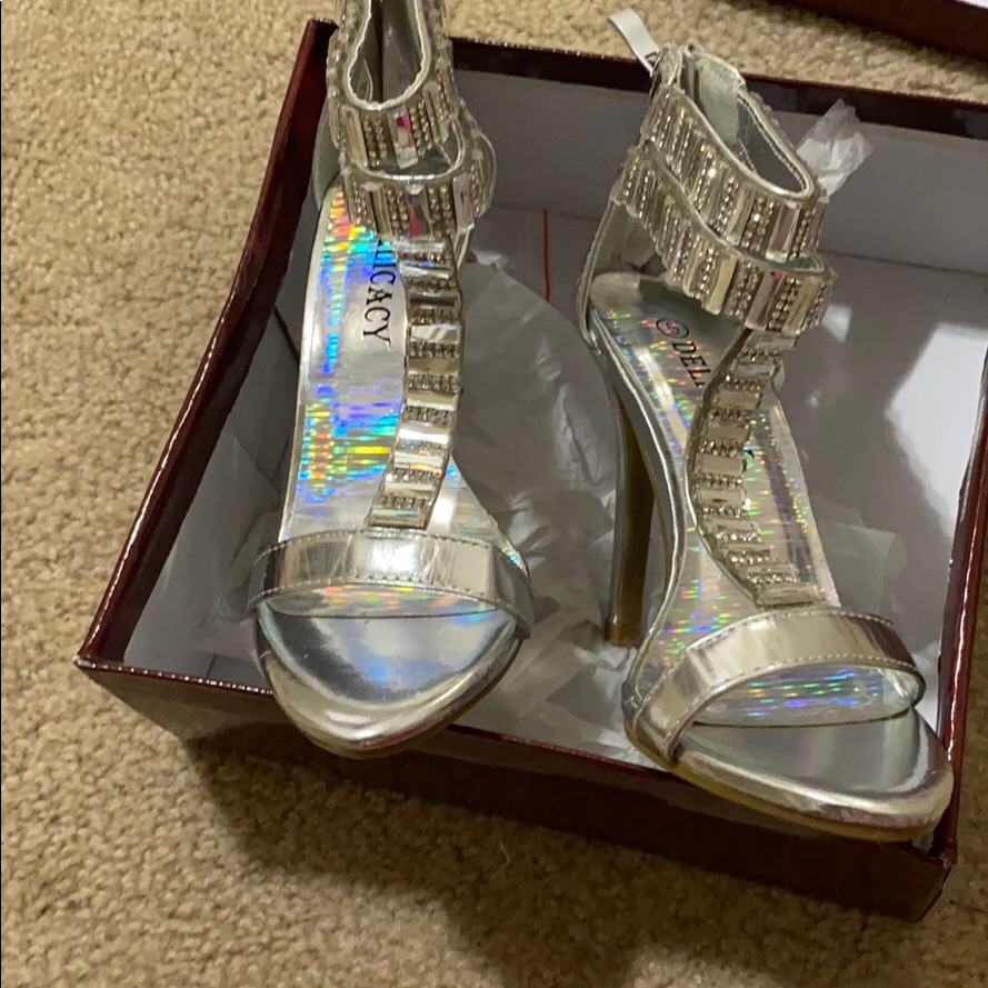 Brand New Sliver Diamond Studded Heels